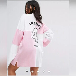 asos The Ragged Priest Oversized Rugby Shirt Dress with Back Print Women's XS